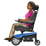 Whatsapp design of the woman in motorized wheelchair: medium-dark skin tone emoji verson:2.23.2.72