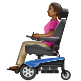Whatsapp design of the woman in motorized wheelchair: medium-dark skin tone emoji verson:2.23.2.72