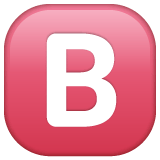 Whatsapp design of the B button (blood type) emoji verson:2.23.2.72