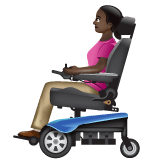 Whatsapp design of the woman in motorized wheelchair: dark skin tone emoji verson:2.23.2.72