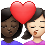 Whatsapp design of the kiss: woman woman dark skin tone light skin tone emoji verson:2.23.2.72