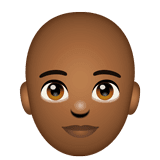 Whatsapp design of the person: medium-dark skin tone bald emoji verson:2.23.2.72
