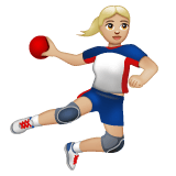 Whatsapp design of the woman playing handball: medium-light skin tone emoji verson:2.23.2.72