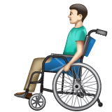 Whatsapp design of the man in manual wheelchair: light skin tone emoji verson:2.23.2.72