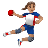 Whatsapp design of the woman playing handball: medium skin tone emoji verson:2.23.2.72