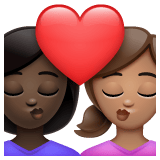 Whatsapp design of the kiss: woman woman dark skin tone medium skin tone emoji verson:2.23.2.72