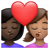 Whatsapp design of the kiss: woman woman dark skin tone medium skin tone emoji verson:2.23.2.72