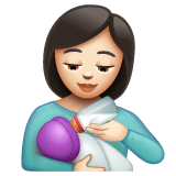 Whatsapp design of the woman feeding baby: light skin tone emoji verson:2.23.2.72