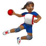Whatsapp design of the woman playing handball: medium-dark skin tone emoji verson:2.23.2.72
