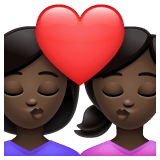 Whatsapp design of the kiss: woman woman dark skin tone emoji verson:2.23.2.72