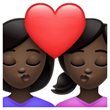 Whatsapp design of the kiss: woman woman dark skin tone emoji verson:2.23.2.72