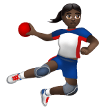 Whatsapp design of the woman playing handball: dark skin tone emoji verson:2.23.2.72