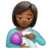 Whatsapp design of the woman feeding baby: medium-dark skin tone emoji verson:2.23.2.72