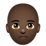 Whatsapp design of the person: dark skin tone bald emoji verson:2.23.2.72