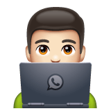 Whatsapp design of the man technologist: light skin tone emoji verson:2.23.2.72