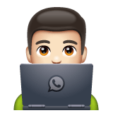 Whatsapp design of the man technologist: light skin tone emoji verson:2.23.2.72