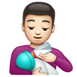 Whatsapp design of the man feeding baby: light skin tone emoji verson:2.23.2.72