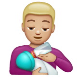 Whatsapp design of the man feeding baby: medium-light skin tone emoji verson:2.23.2.72