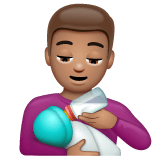 Whatsapp design of the man feeding baby: medium skin tone emoji verson:2.23.2.72