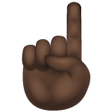 Whatsapp design of the index pointing up: dark skin tone emoji verson:2.23.2.72