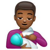 Whatsapp design of the man feeding baby: medium-dark skin tone emoji verson:2.23.2.72