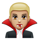 Whatsapp design of the man vampire: medium-light skin tone emoji verson:2.23.2.72