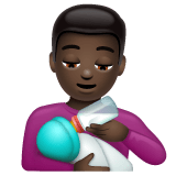 Whatsapp design of the man feeding baby: dark skin tone emoji verson:2.23.2.72