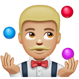 Whatsapp design of the man juggling: medium-light skin tone emoji verson:2.23.2.72