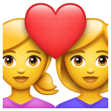 Whatsapp design of the couple with heart: woman woman emoji verson:2.23.2.72
