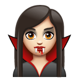 Whatsapp design of the woman vampire: light skin tone emoji verson:2.23.2.72