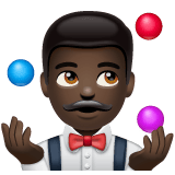 Whatsapp design of the man juggling: dark skin tone emoji verson:2.23.2.72