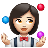 Whatsapp design of the woman juggling: light skin tone emoji verson:2.23.2.72