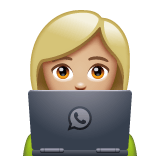 Whatsapp design of the woman technologist: medium-light skin tone emoji verson:2.23.2.72