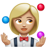 Whatsapp design of the woman juggling: medium-light skin tone emoji verson:2.23.2.72