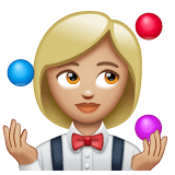 Whatsapp design of the woman juggling: medium-light skin tone emoji verson:2.23.2.72