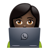 Whatsapp design of the woman technologist: dark skin tone emoji verson:2.23.2.72
