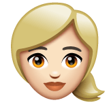 Whatsapp design of the woman: light skin tone blond hair emoji verson:2.23.2.72