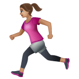 Whatsapp design of the woman running: medium skin tone emoji verson:2.23.2.72