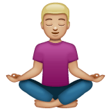 Whatsapp design of the person in lotus position: medium-light skin tone emoji verson:2.23.2.72