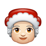 Whatsapp design of the Mrs. Claus: light skin tone emoji verson:2.23.2.72