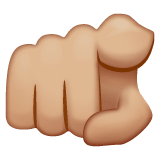 Whatsapp design of the index pointing at the viewer: medium-light skin tone emoji verson:2.23.2.72