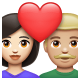 Whatsapp design of the couple with heart: woman man light skin tone medium-light skin tone emoji verson:2.23.2.72