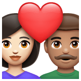 Whatsapp design of the couple with heart: woman man light skin tone medium skin tone emoji verson:2.23.2.72