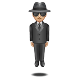 Whatsapp design of the person in suit levitating: medium-light skin tone emoji verson:2.23.2.72