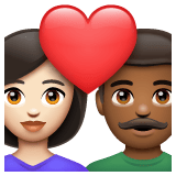 Whatsapp design of the couple with heart: woman man light skin tone medium-dark skin tone emoji verson:2.23.2.72