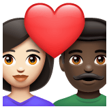 Whatsapp design of the couple with heart: woman man light skin tone dark skin tone emoji verson:2.23.2.72