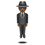 Whatsapp design of the person in suit levitating: medium-dark skin tone emoji verson:2.23.2.72