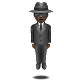 Whatsapp design of the person in suit levitating: dark skin tone emoji verson:2.23.2.72
